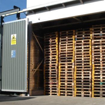 Wooden pallet storage warehouse